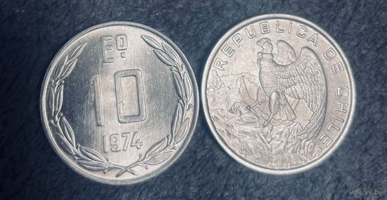 Чили 10 эскудо 1974 орел UNC