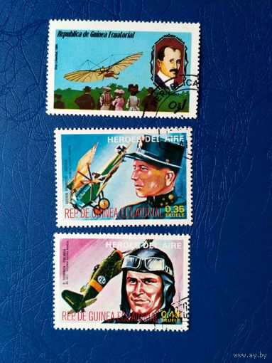 Экваториальная Гвинея. История авиации. Летчики. 3 марки. 1977, 1979 (1)