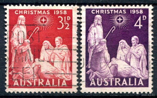 Австралия - 1958г. - Рождество - 2 марки - полная серия, гашёные [Mi 286-287]. #3-WB-87-A-1