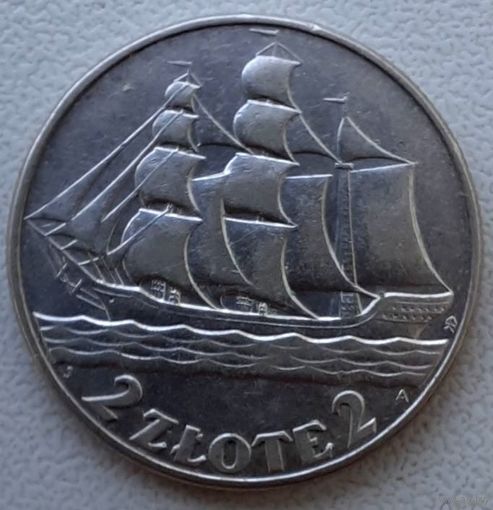 2 злотых 1936, Польша.