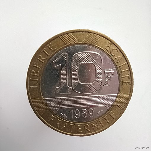 Франция 10 франков 1989 год лот 40 биметалл