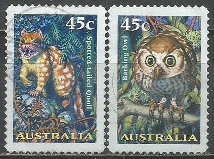 Австралия. Птицы. Ночные хищники. 1997г. Mi#1670-71. Серия.