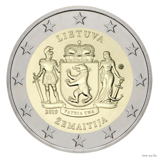 2 евро 2019 Литва Жемайтия UNC из ролла