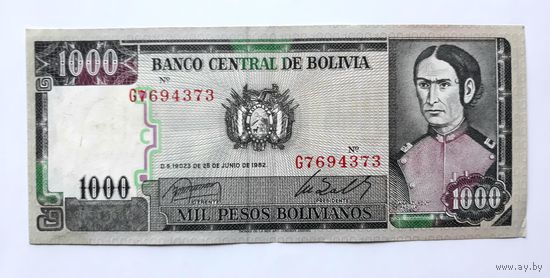Боливия. 1000 песо 1982 г.