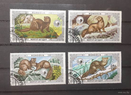 Монголия. 1986 год. Фауна. Пушные звери (4 марки)