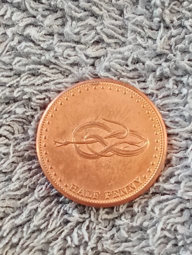 1. Распродажа. Тристан да Кунья 1/2 пенни 2008 г. Редкая! UNC!