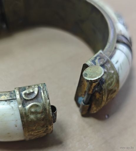 Старый винтажный браслет. Кость, медь. Размеры