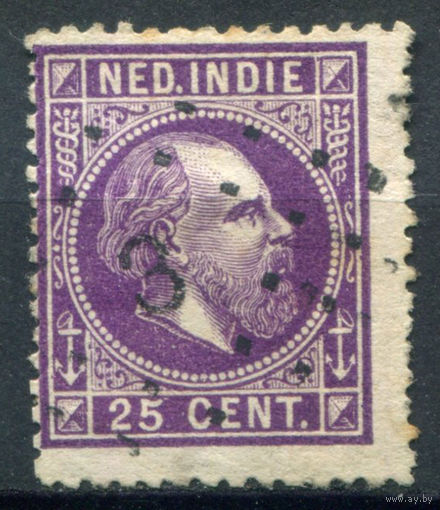Нидерландская Индия - 1870/88г. - король Вильгельм III, 25 с - 1 марка - гашёная [Mi 13]. #3-WB-71-A-1