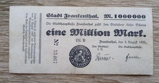 Werty71 Германия 1000000 марок 1923 1 миллион банкнота Гроссгельд Франкенталь