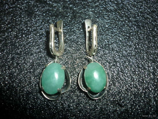 Серьги С Хризопразом Серебро 925
