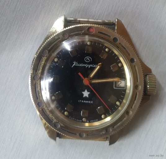 Часы наручные мужские "Командирские",17 камней, СВ, водонепроницаемые, Сделано в СССР