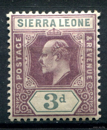 Британские колонии - Сьерра-Леоне - 1903г. - король Эдуард VII, 3 P - 1 марка - MH [Mi 47]. #4-B5-118-A-1