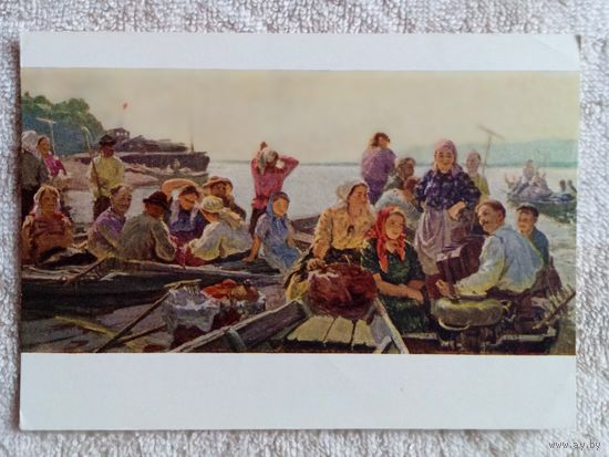 1958. соцреализм. Суздальцев. В луга, за Волгу!