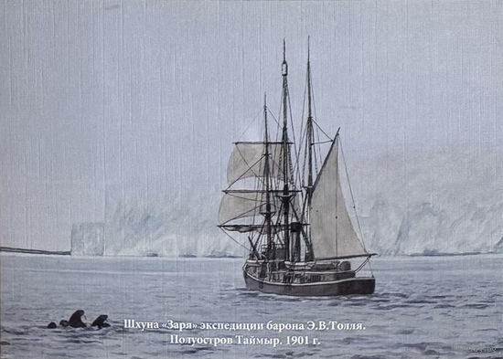Открытка "Шхуна "Заря" (проекта 677) экспедиции барона Э.В. Толля. Полуостров Таймыр, 1901 г." 9
