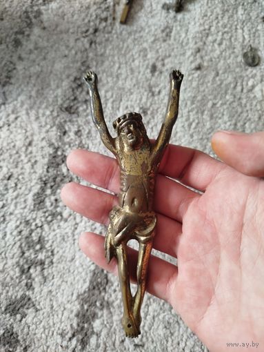 Накладное католическое распятье,остатки позолоты