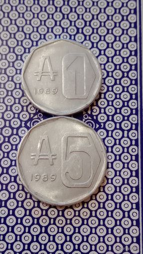 Аргентина 1,5 Аустралей  1989 лот 2 штуки
