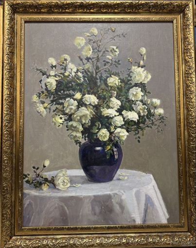 Бржозовский Г.Ф "Белые розы", 1975г. Холст, масло. Размер 80х60 см.