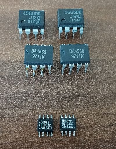 Операционные усилители AD8022AR, BA4558, JRC4580DD