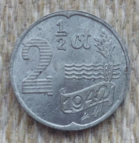 Нидерланды 2,5 цента 1942 года. Zn. Оккупация. II Мировая война! Предложи свою цену или обмен!