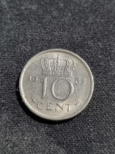 Нидерланды 10 центов 1965