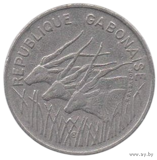 Габонская Республика. Габон. 100 франков 1975. Фауна. Антилопы. Нечастая.