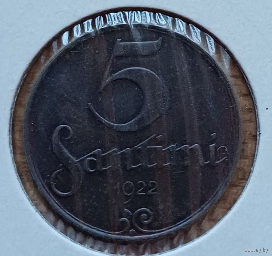 Латвия 5 сантимов 1922год