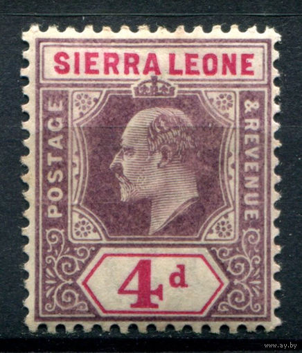 Британские колонии - Сьерра-Леоне - 1903г. - король Эдуард VII, 4 P - 1 марка - MLH [Mi 48]. #4-B5-118-A-1
