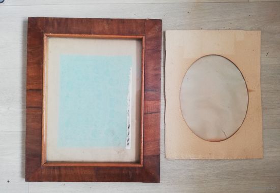 Рама для фото, картины, 1940-50 гг, отделка шпоном, плюс картонная рамка для фото