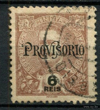 Португальские колонии - Индия - 1902 - Надпечатка PROVISORIO на 6R - [Mi.203] - 1 марка. Гашеная.  (Лот 117BG)
