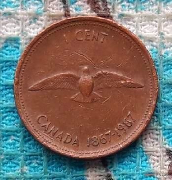 Канада 1 цент 1967 года. "100 лет Независимости" 1867-1967 гг. Королева Елизавета II.