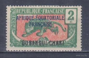 [81] Французские колонии. Убанги-Шари 1924. Фауна.Леопард.2 с. ДВОЙНАЯ НАДПЕЧАТКА. МН