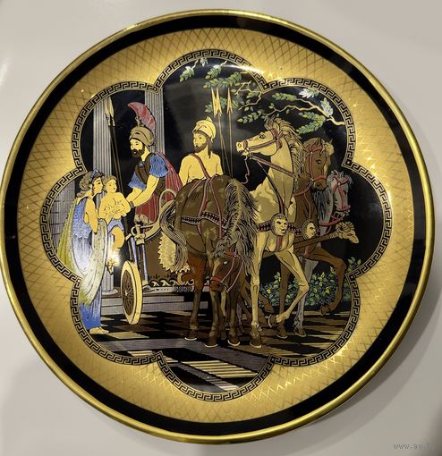 Греческая Тарелка Винтаж роспись золотом 24к