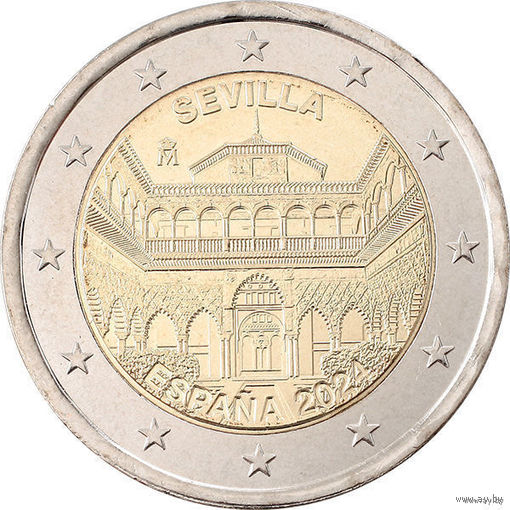 2 евро 2024 Испания Севильский собор Алькасар и Архив Индий UNC из ролла