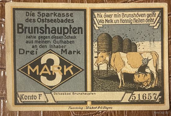 Нотгельд 3 марки 1921 год. Бад-Лаутерберг,. Веймарская республика