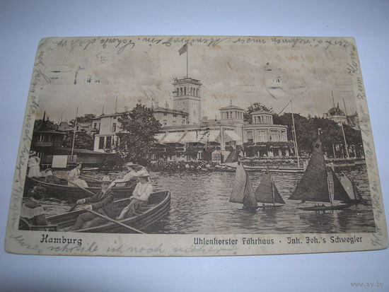 Открытка старинная начало XX в. Почта Пинск 1910 год Германия Гамбург Подписана прошла почту