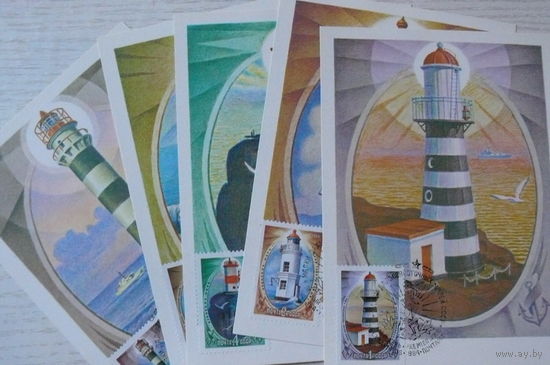 1984, Картмаксимум СССР, полная серия - 5 шт.; Бронфенбренер Ю., Маяки  Дальневосточных морей.