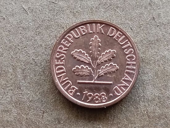ФРГ 1 пфенниг, 1988"F" (К-U-)