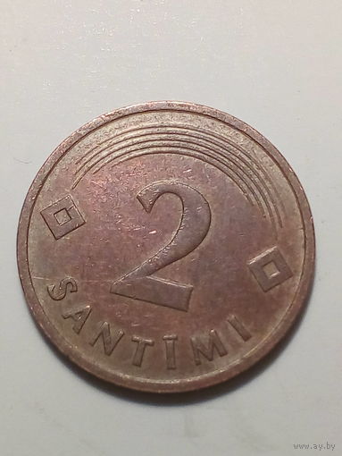 2 сантима Латвия 1992 год.