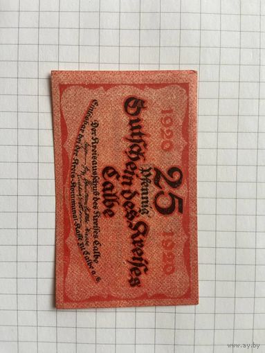 25 пфеннингов (нотгельды) 1921 г. Германия.