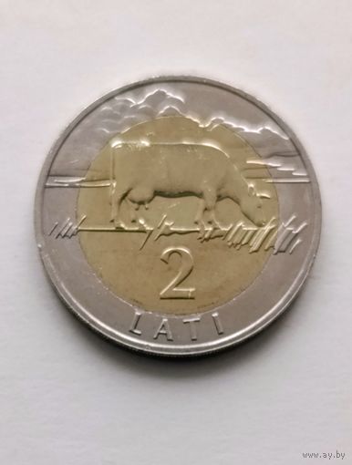 2 лата 2009 года Латвия, состояние UNC, в штемпельном блеске!