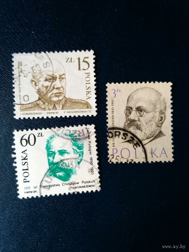 Польша. Сборный лот. Известные люди. Врачи (1957, 1989). Генерал (1987).