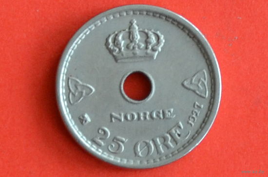 Норвегия 25 эре 1927 с 1 руб