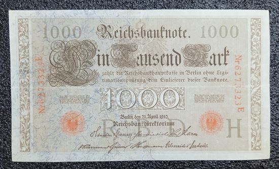 1000 марок Германия 1910 г. литера Е (красная печать)