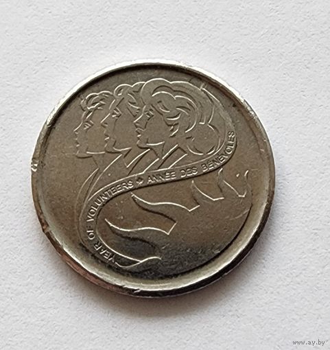 Канада 10 центов, 2001 Международный год добровольцев