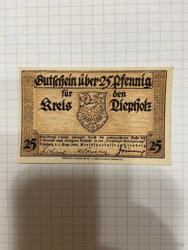 Нотгельд 25 пфеннигов. Германия. Веймарская республика Дипхольц-0201