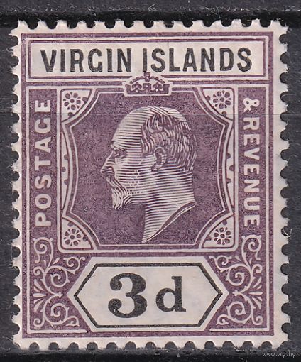 161.BrK. Великобритания. Колонии. Виргинские острова. Эдуард VII. Стандарт. 3P. 1904 г. Mi.#30.