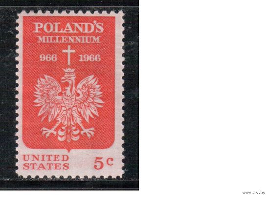 США-1966, (Мих. 904) , * , 1000-лет Польше, Герб (одиночка)