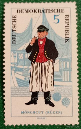 ГДР 1964. Народные костюмы. Традиционный костюм полуострова Менхгут на острове Рюген