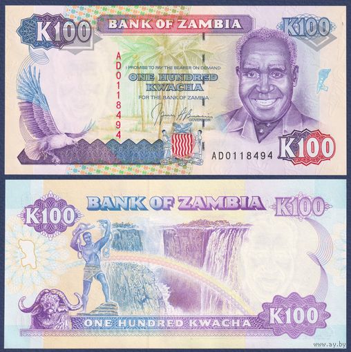 Замбия, 100 квача 1991 г., P-34, UNC