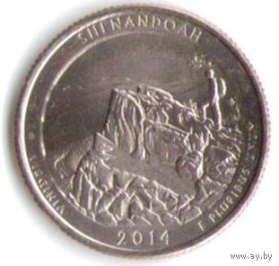 25 центов 2014 г. Парк=22 Национальный парк Шенандоа Вирджиния Двор P _UNC